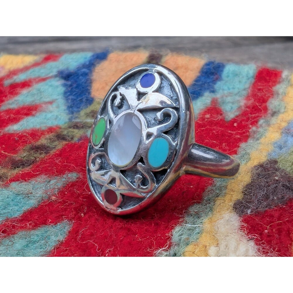 Vintage Sterling Silver Gemstone Ring; Southern Ring Size  8 1/2